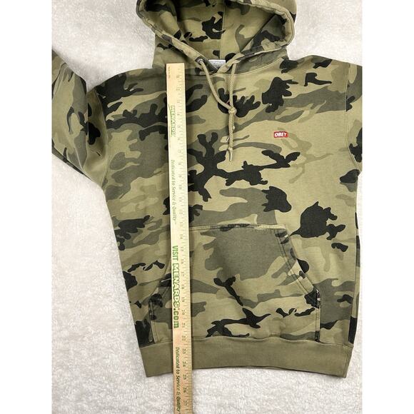 Obey Camo Hoodie Mens Size Small Unisex Adult Chest Logo Heavy Cotton Sweatshirt - Picture 5 of 7